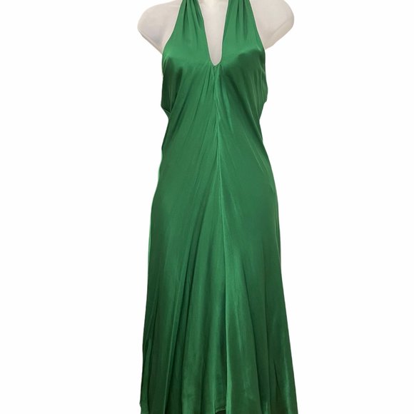 Banana Republic Emerald Green Silk Dress Size 2 - Picture 6 of 7